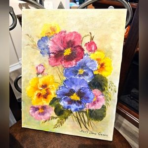 Canvas Painting Original Artwork Pansies